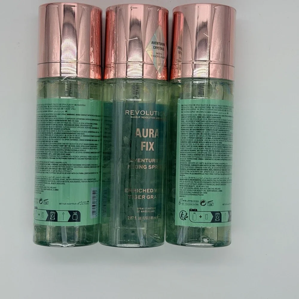 Revolution 3 Pack Aura Fix Aventurine Fixing Spray Tiger Grass Makeup Setting